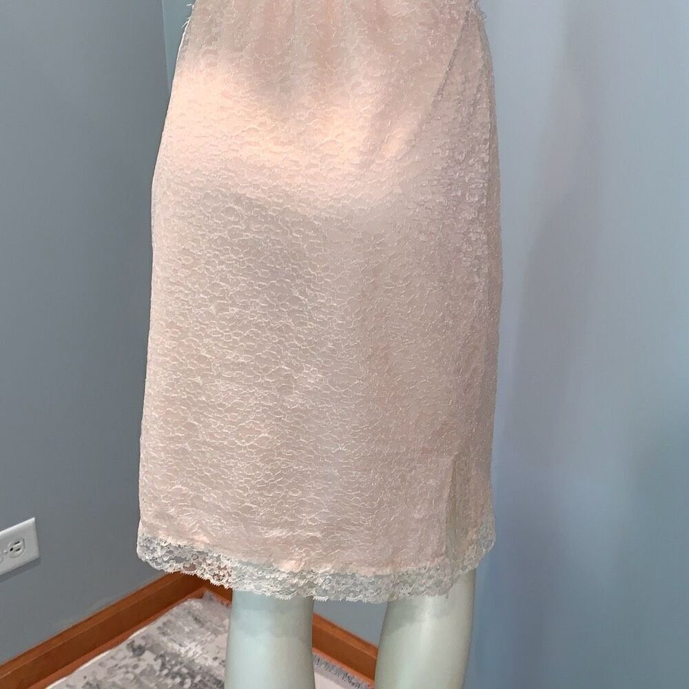 Vintage 1950s Charmode Nude Pink Lace Half Slip Pillow Tab Nylon Medium - Picture 11 of 14